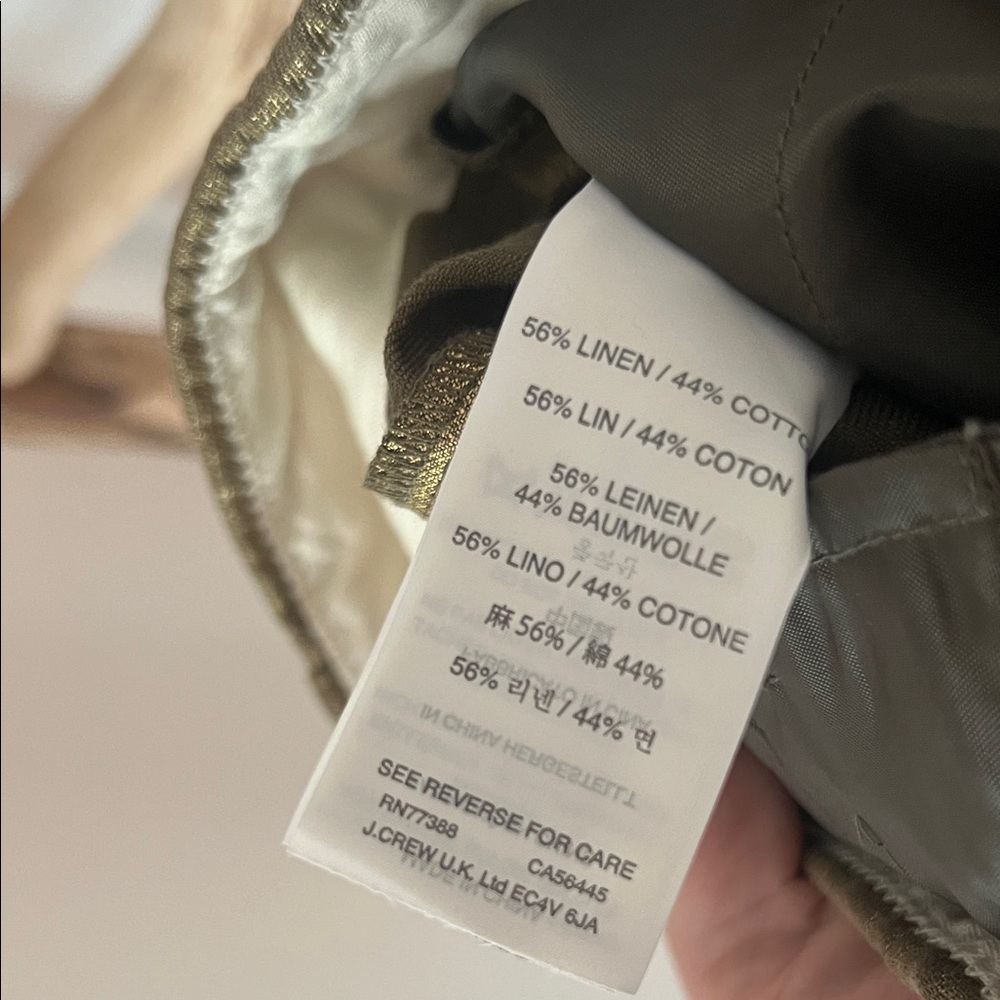 J. Crew Metallic Gold Woven Linen Blend Dress Pants Size 12 - Picture 6 of 7